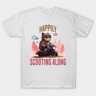 Happily Scooting Along cute bear on a scooter design T-Shirt